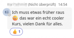 Spontanes Feedback eines Teilnehmers: Das war ein echt cooler Kurs